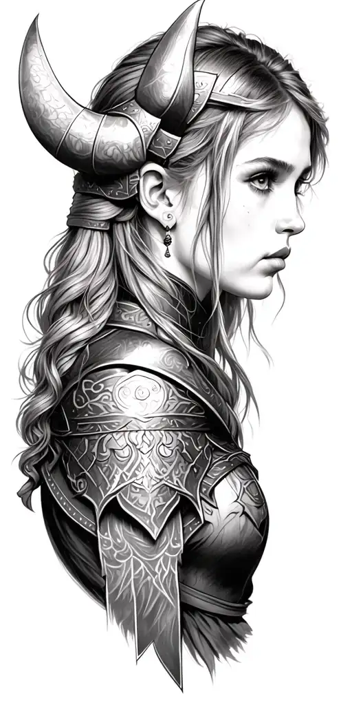 Portrait Viking Tattoo Girl