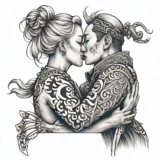 Blond Girl Kissing A Chinese Guy