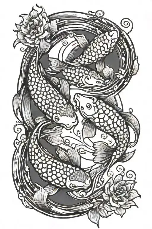 2 Koi Fish Swimming In A Circle