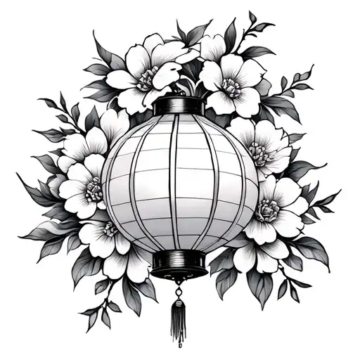Chinese Lantern Wrapped In Flowers