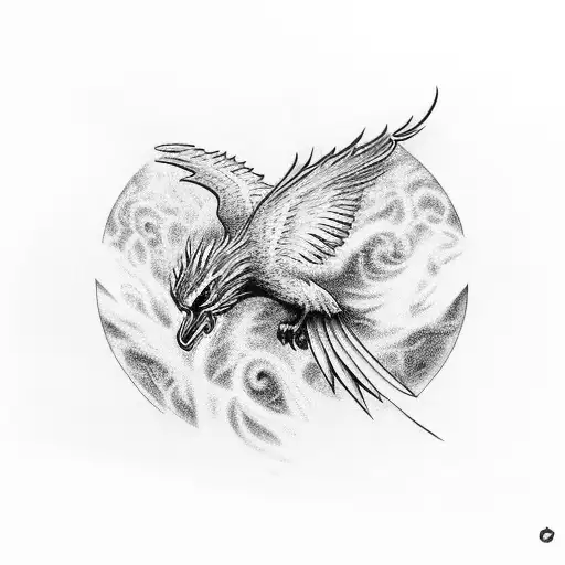 Phoenix Rising From The Letter Ets And Moving Toward The Letters Kfg