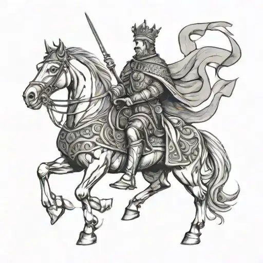King Baldwin Iv Riding Horse With Army Under Him