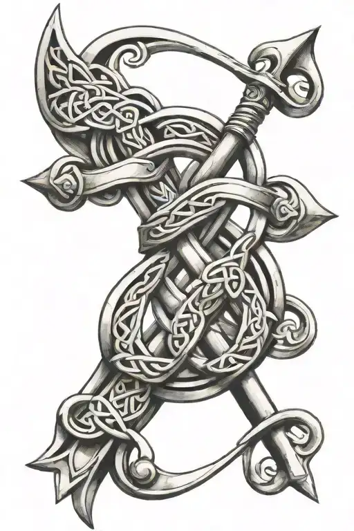 Celtic Family Knot Intertwined With Celtic Sword Knot