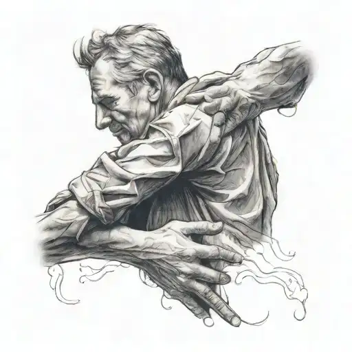 Dad Trying To Reach Son Holding Hands