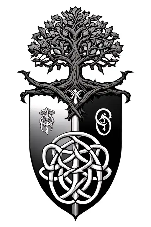 Cullen Family Crest With Celtic Tree Of Life