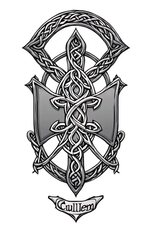 Cullen Family Crest With Celtic Cross Surrounded