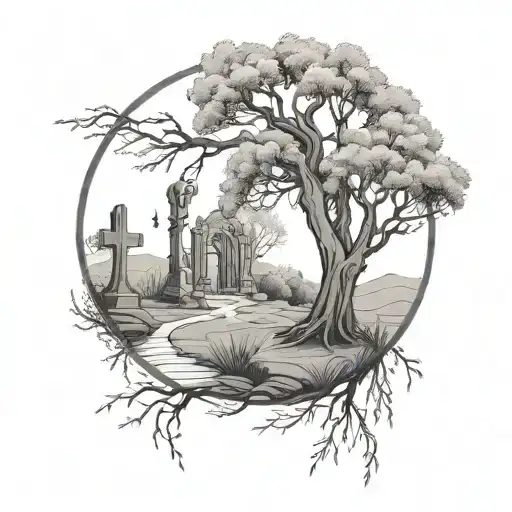 Willow Tree And Graveyard Scene Inspired