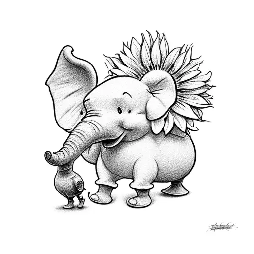 Duck With Winnie The Pooh A Sunflower And An Elephant