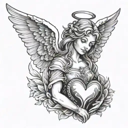 Angel Holding A Heart