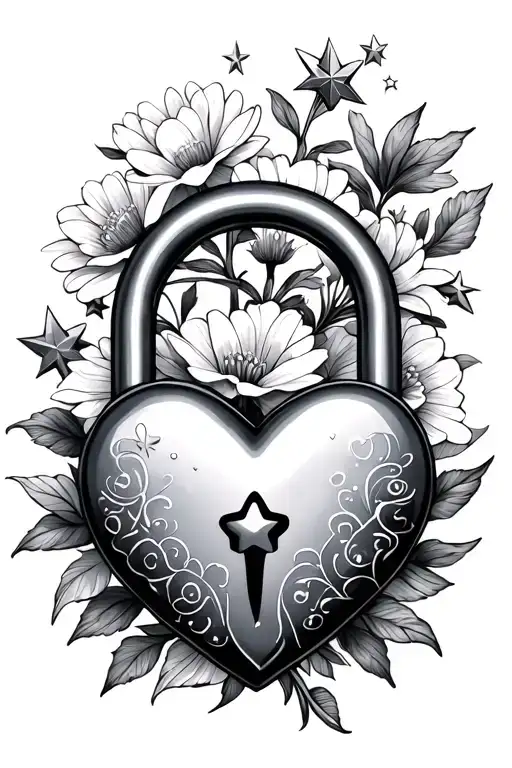 Flowers Stars Lock Love Heart