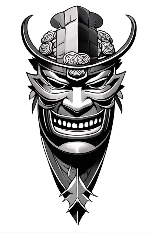 Samurai Mask On The Calf Sleeve