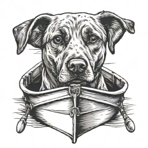 Outline Of A Lab Dog On A Boat