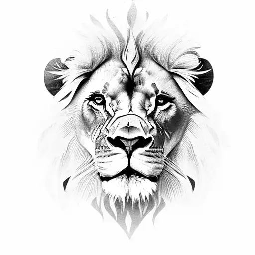 A Lion Face With A Letter M At The Top Or At The Bottom