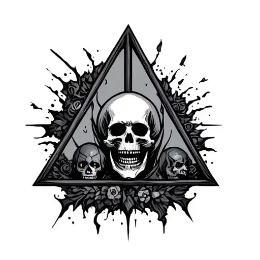 Deathlyhallows Symbol With Deatheaters And Skulls With A Dark Evil Ambience