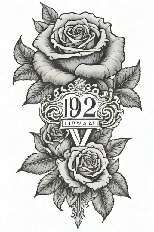 1942 In Roman Numerals With Roses