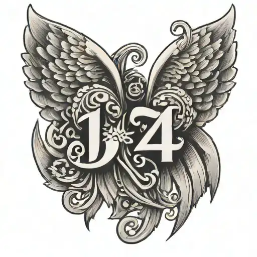 Paw Print With Numbers 11 7 And 14 24 And Angel Wings