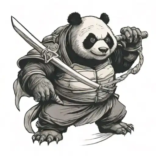 Panda Dressed As A Ninja Turtle With Two Katanas