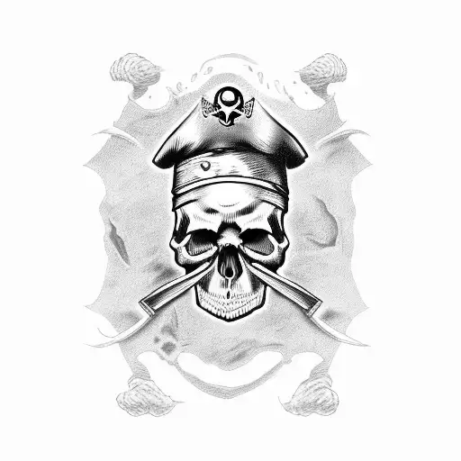 Skull Wearing A Pirate Hat And Eyepatch