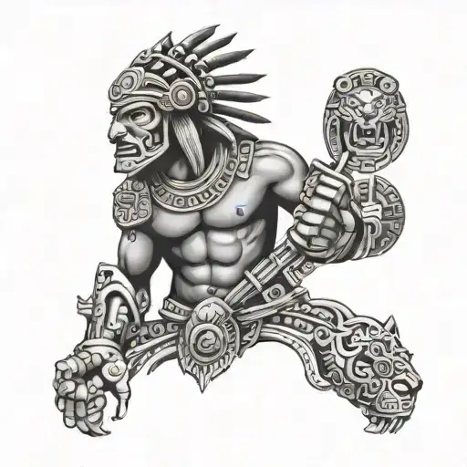 Aztec Warrior With Jaguar