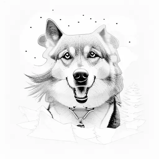 A Supervisor Hiking Through A Forest With A Loyal Dog By Their Side In Black-grey Style