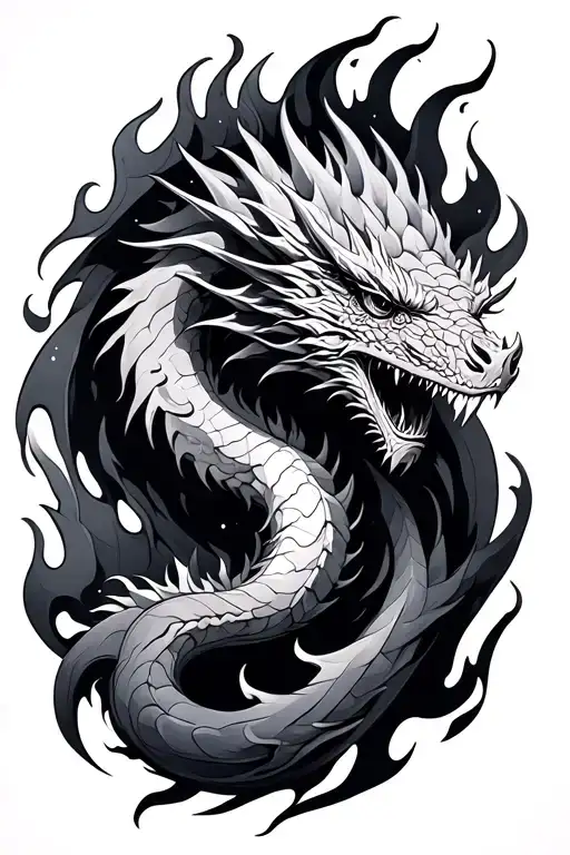 Dragon Flame Int Half With Galaxy