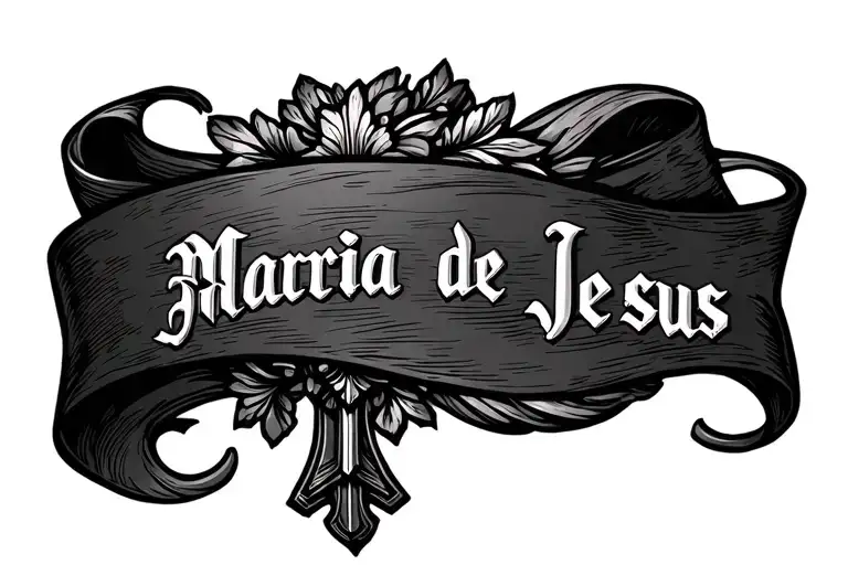 Ribbon With Name Engraved Maria De Jesus Cross