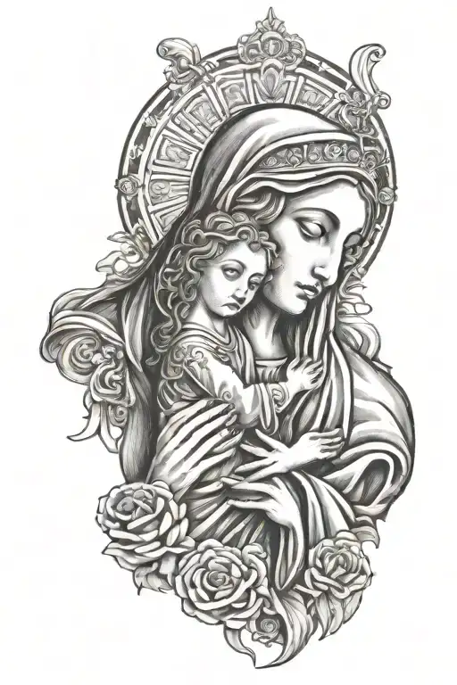Saint Jude And Virgin Mary Tattoo