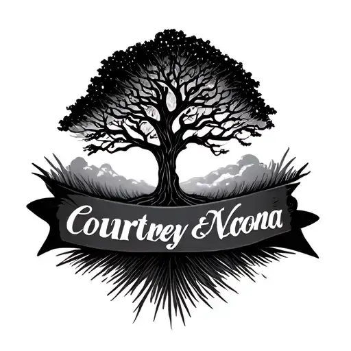 Small Forearm Tatto With The Name Courtney And Naeyona With A Tree
