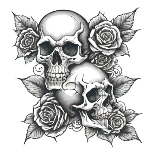 Matching Couple's Skull And Roses