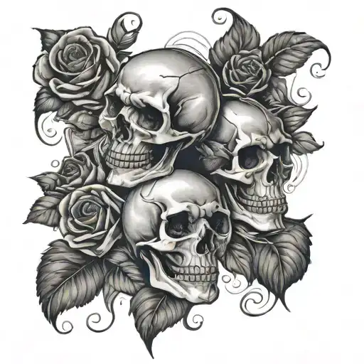 Matching Couple's Skull And Roses