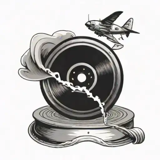 A Fish Jumping Out Of A Vinyl Record With Airplane Propellers