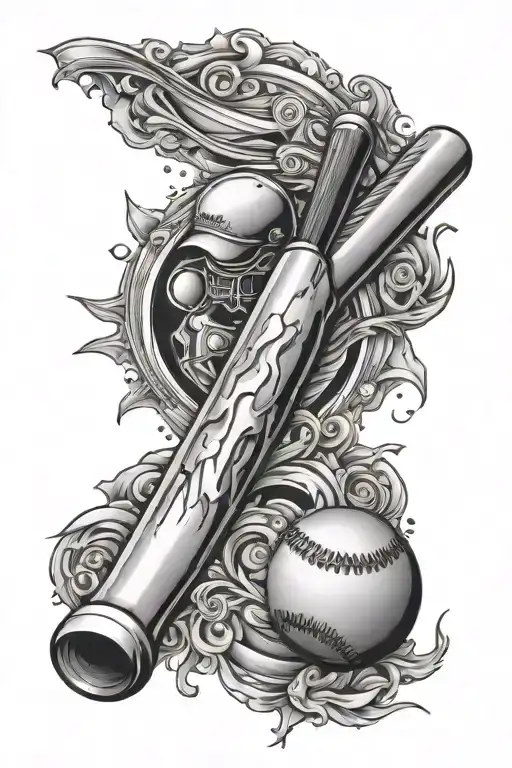 Baseball Bat And Ball Surrounded