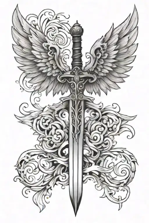 Sword With Wings Spread Wide