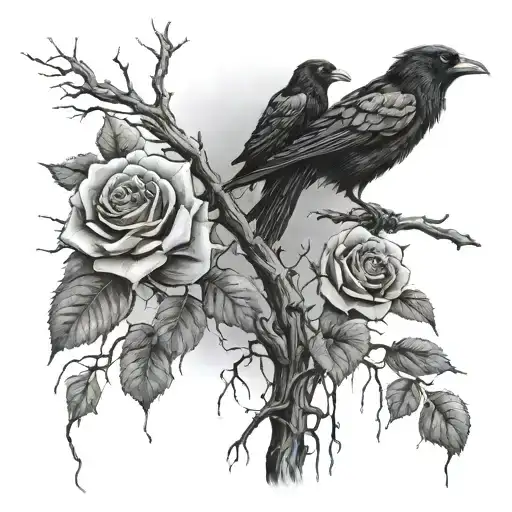 Poison Tree With Wilted Rose Decaying Some Ravens Being Nearby