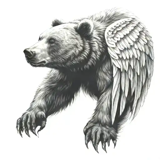 Bear With Angel Wings On Its Back