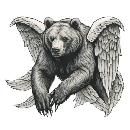 Bear With A Pair Of Angel Wings On Its Back