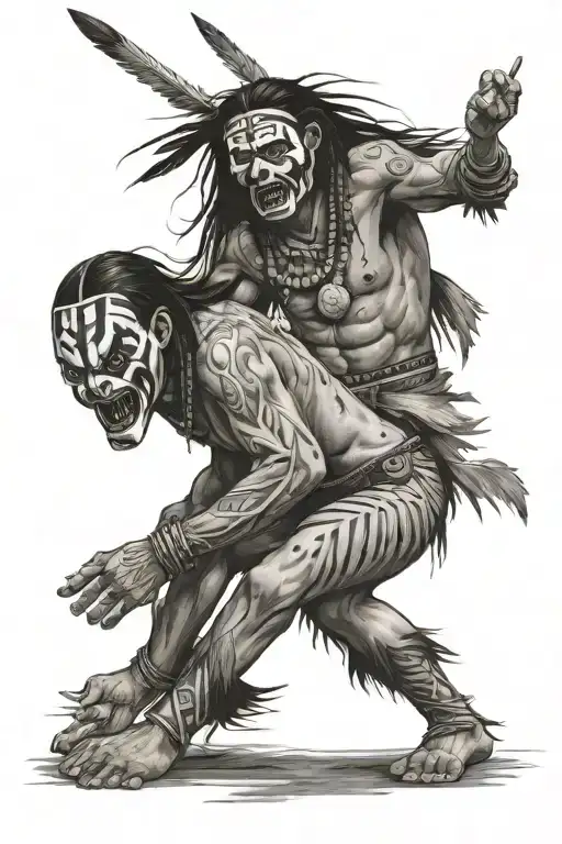 Native American Fighting A Clown