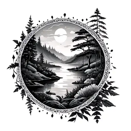 Mandala Design Incorporating Elements Of Nature Scene