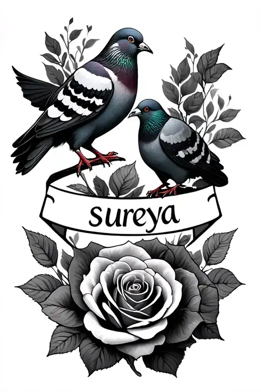 Roses And Pigeons Around The Name Sureya