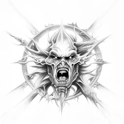 Heaven And Hell With Demons Reaching Up To The Heavens