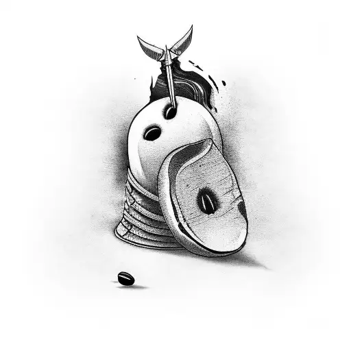 A Japanese-inspired Tattoo Of A Coffee Bean Transforming Into A Samurai Sword