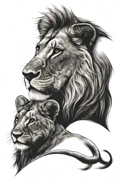 Lion And Lion Cub