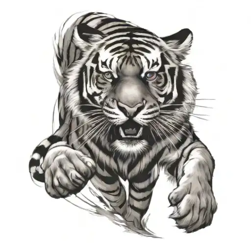 Tiger Running Around A Circle Tattoo