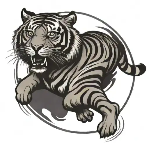 Tiger Running Around A Circle Tattoo Design Inspired Tattoo