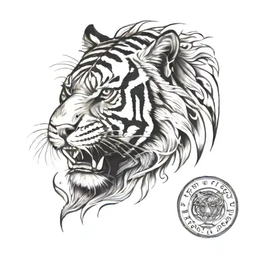Tiger's Body Shaped In A Circle Tattoo