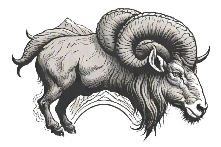 Mountain Next To An Aries Ram Head