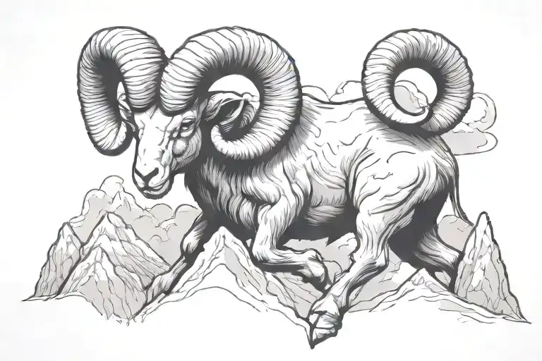 Aries Ram Climbing A Mountain