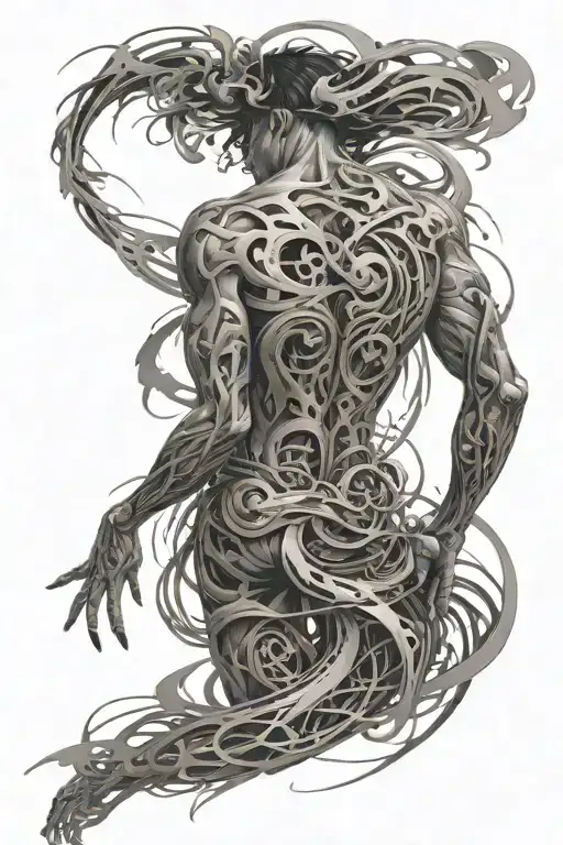 Full Back Tattoo Abstract Time Running