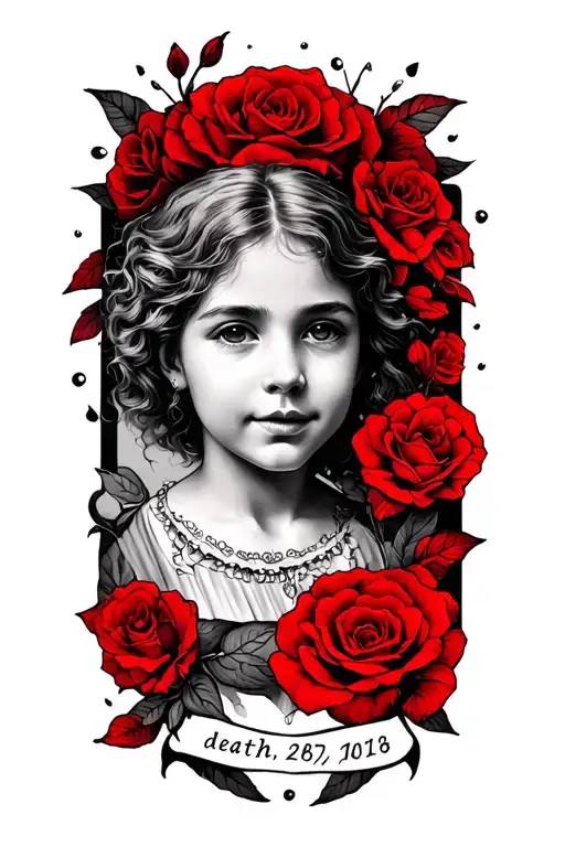 Memorial Sleeve With Red Ink For Farther With Birth Date And Death Date