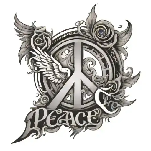 The Word Peace In Bold Letter With Music Notes Going Through The Letters
